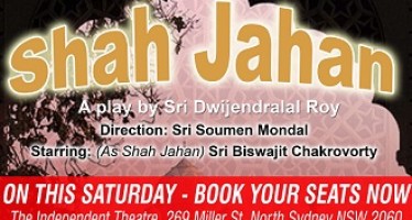 Shah Jahan – This Saturday 22nd Nov at 7pm in the Independent Theatre North Sydney